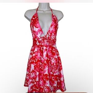 SHEIN Pink and Red Floral Dress